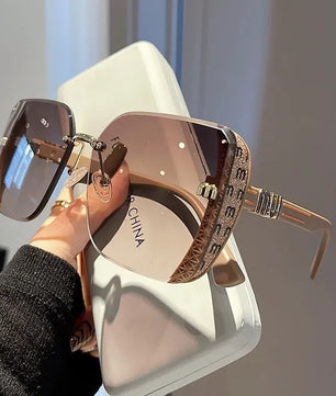 Half Frame Luxury Sunglasses with Premium Texture