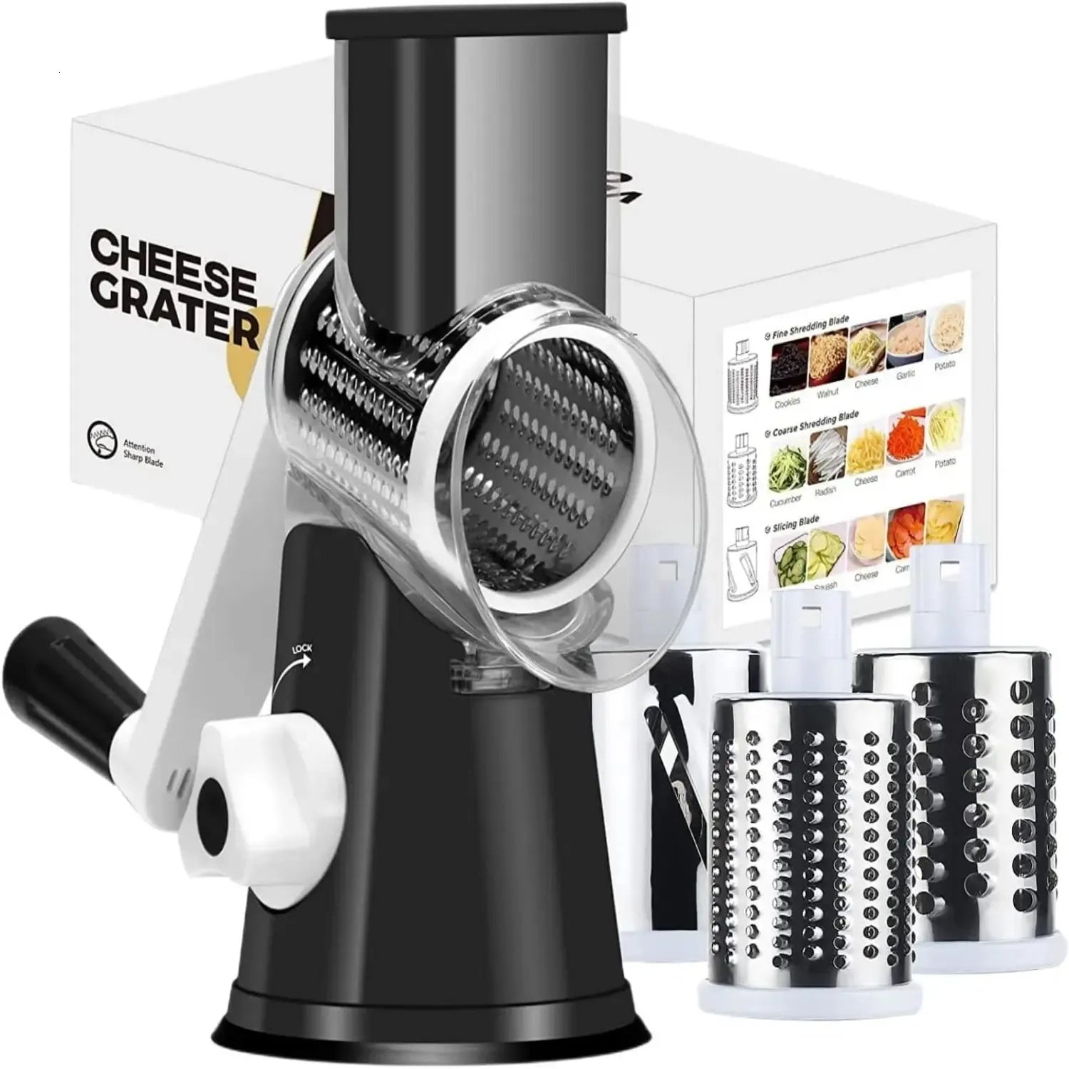 3-in-1 Rotary Cheese Grater & Vegetable Slicer