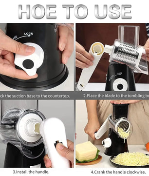 3-in-1 Rotary Cheese Grater & Vegetable Slicer