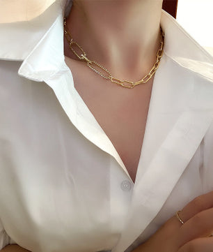 Zircon Metal Chain Necklace