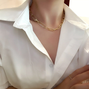 Zircon Metal Chain Necklace