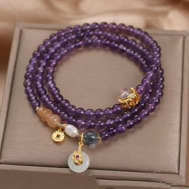 Natural Amethyst Multi-Circle Bracelet for Women