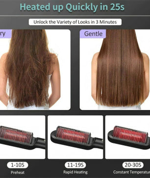 2-in-1 Hair Straightener & Curling Hot Comb