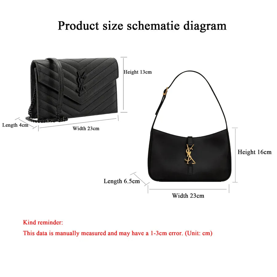 Designer Leather Shoulder Bag with Metal Chain