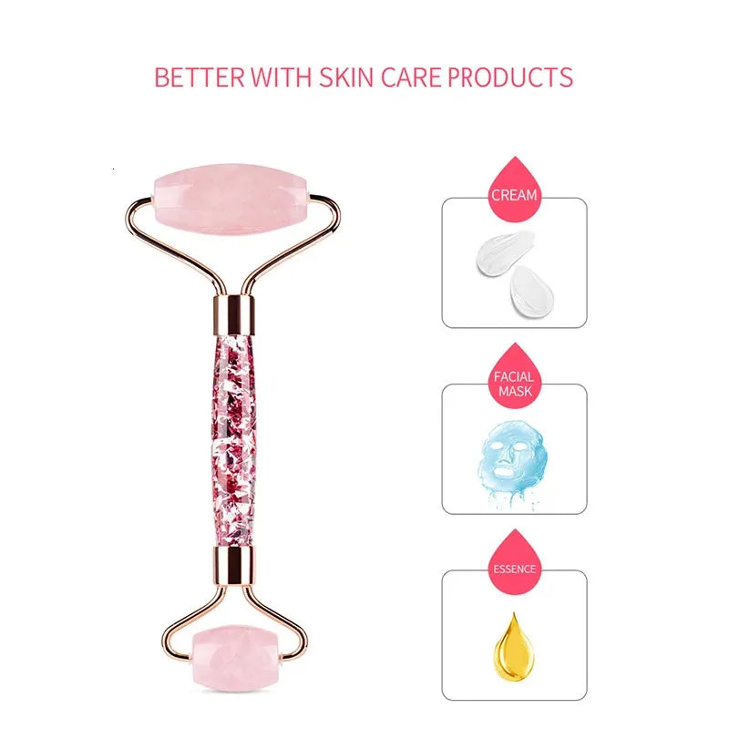 2Pcs Natural Jade Roller Gua Sha Set Face