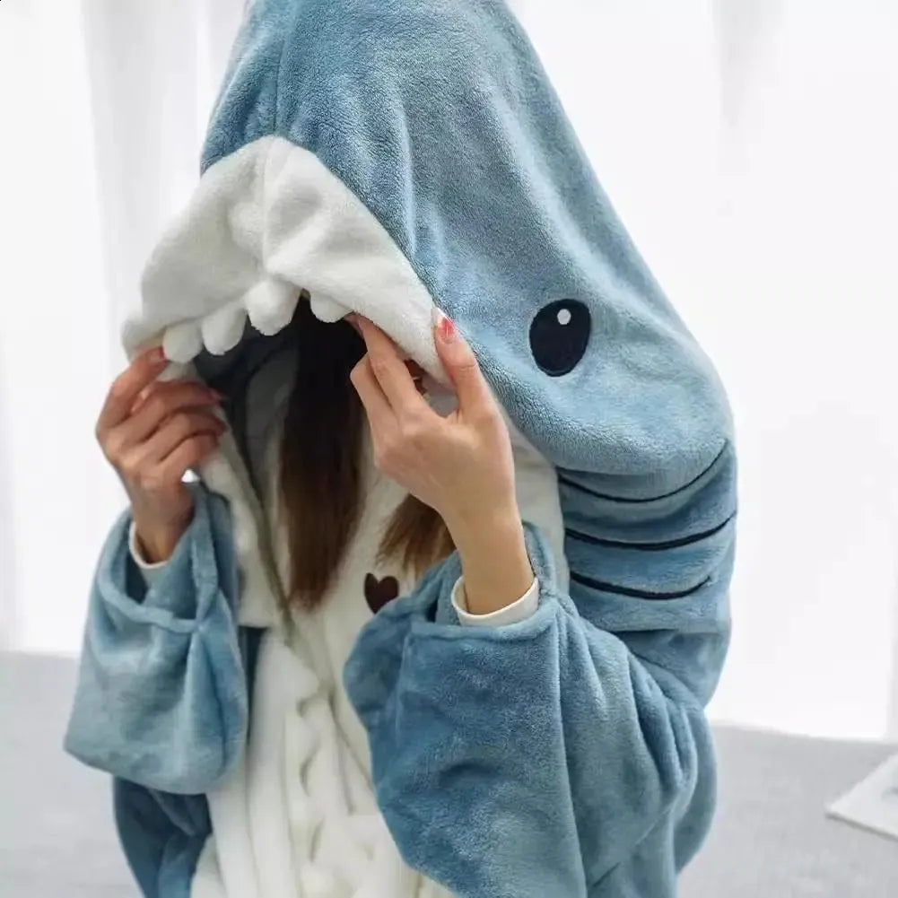 Shark Blanket Adult Shark Blanket Super Soft Cozy Flannel Hoodie Shark Blanket Hoodie Adult Wearable Shark Blanket Shark Blanket 240328