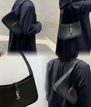 Designer Leather Shoulder Bag with Metal Chain