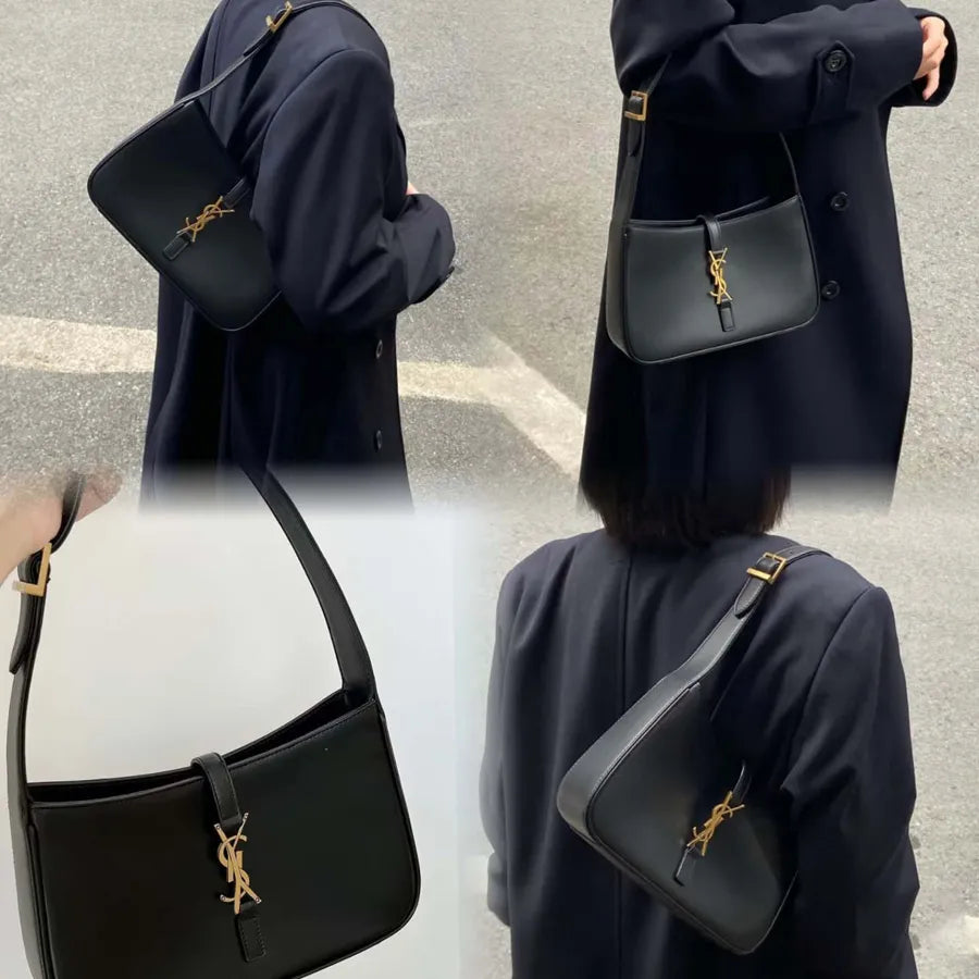Designer Leather Shoulder Bag with Metal Chain