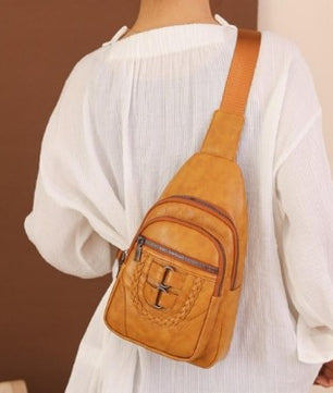 Men's And Women's Retro Leather Crossbody Bag Chest Bag