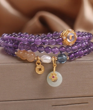 Natural Amethyst Multi-Circle Bracelet for Women