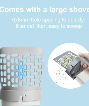 2 In 1 Portable Cat Litter Scoops Detachable Cat Litter Shovel with Refill Bags Litter Waste Container for Cat Cleaning Supplies