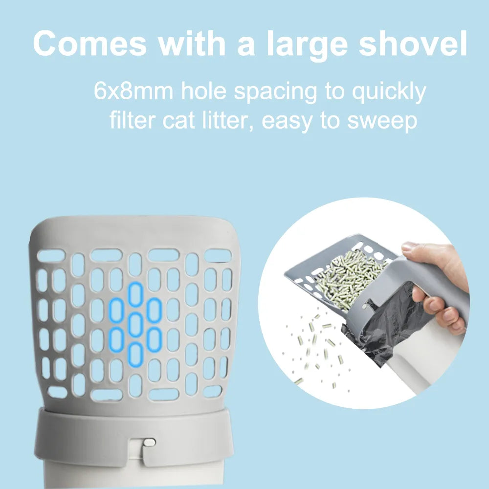 2 In 1 Portable Cat Litter Scoops Detachable Cat Litter Shovel with Refill Bags Litter Waste Container for Cat Cleaning Supplies