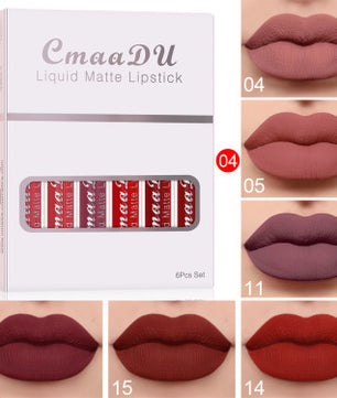 6 Boxes Of Matte Non-stick Cup Waterproof Lipstick Long Lasting Lip Gloss