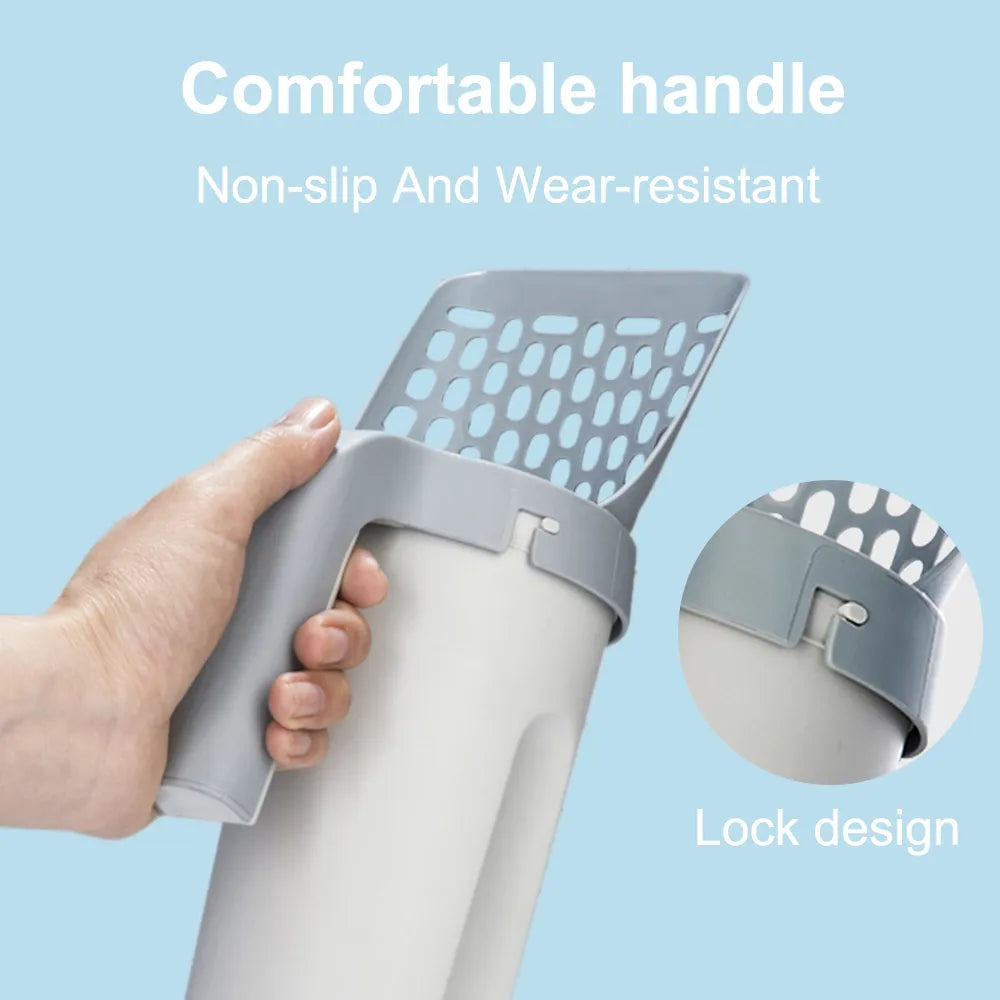 2 In 1 Portable Cat Litter Scoops Detachable Cat Litter Shovel with Refill Bags Litter Waste Container for Cat Cleaning Supplies