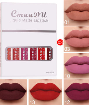 6 Boxes Of Matte Non-stick Cup Waterproof Lipstick Long Lasting Lip Gloss