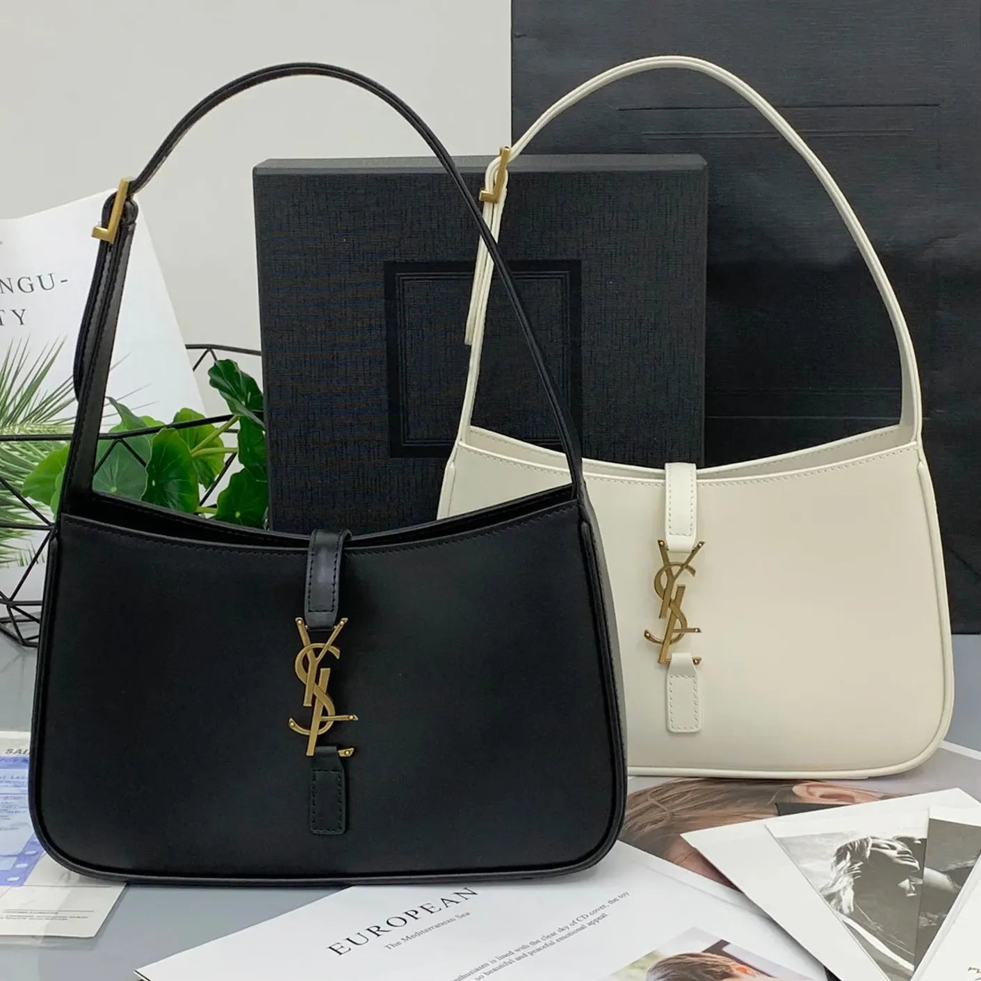 Designer Leather Shoulder Bag with Metal Chain