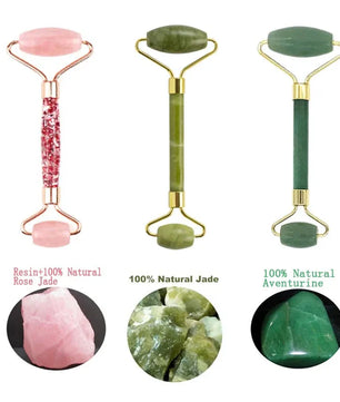 2Pcs Natural Jade Roller Gua Sha Set Face