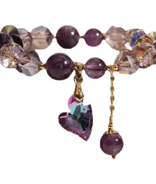 Purple Heart Amethyst Crystal Bracelet