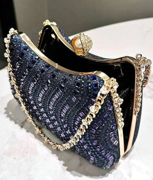 Glitter Evening Clutch Bag with Chain Strap