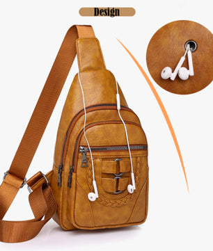 Men's And Women's Retro Leather Crossbody Bag Chest Bag