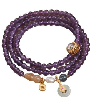 Natural Amethyst Multi-Circle Bracelet for Women