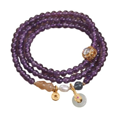 Natural Amethyst Multi-Circle Bracelet for Women