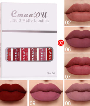 6 Boxes Of Matte Non-stick Cup Waterproof Lipstick Long Lasting Lip Gloss