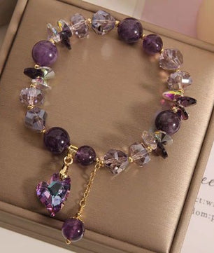 Purple Heart Amethyst Crystal Bracelet