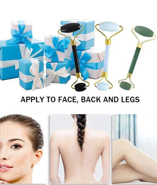2Pcs Natural Jade Roller Gua Sha Set Face