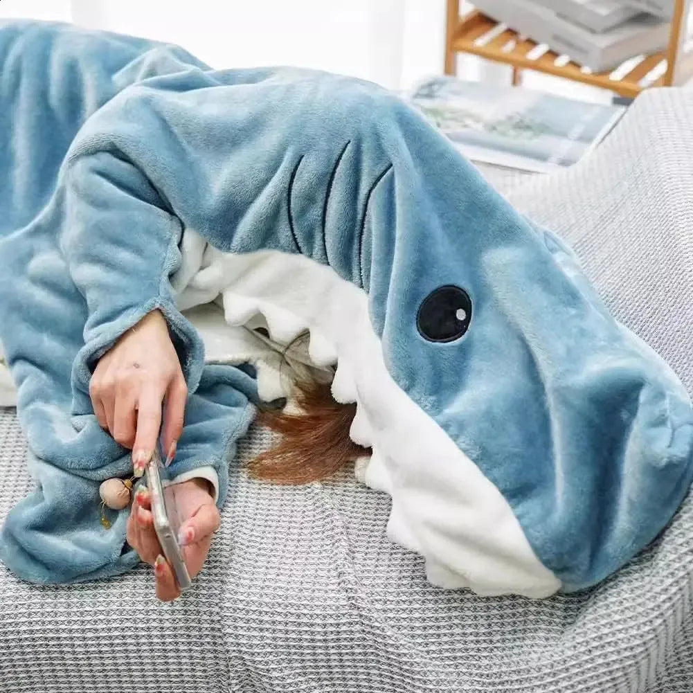 Shark Blanket Adult Shark Blanket Super Soft Cozy Flannel Hoodie Shark Blanket Hoodie Adult Wearable Shark Blanket Shark Blanket 240328