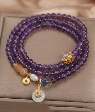 Natural Amethyst Multi-Circle Bracelet for Women