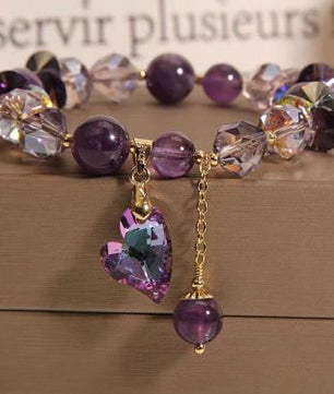 Purple Heart Amethyst Crystal Bracelet