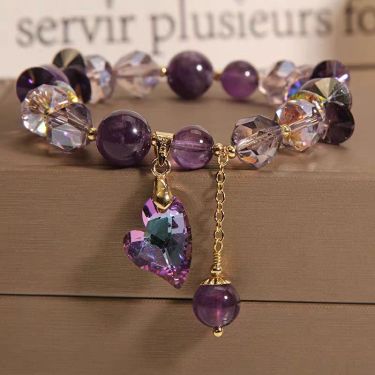 Purple Heart Amethyst Crystal Bracelet