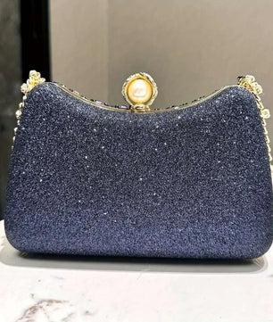 Glitter Evening Clutch Bag with Chain Strap