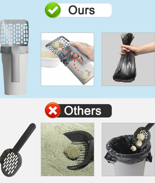 2 In 1 Portable Cat Litter Scoops Detachable Cat Litter Shovel with Refill Bags Litter Waste Container for Cat Cleaning Supplies