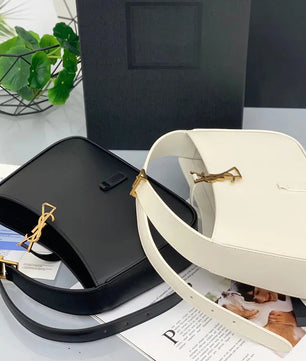 Designer Leather Shoulder Bag with Metal Chain