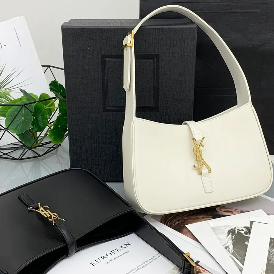 Designer Leather Shoulder Bag with Metal Chain