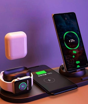 6 in 1 Wireless Fast Charging Dock Station for iPhone, Watch, and Phone