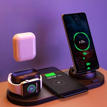 6 in 1 Wireless Fast Charging Dock Station for iPhone, Watch, and Phone
